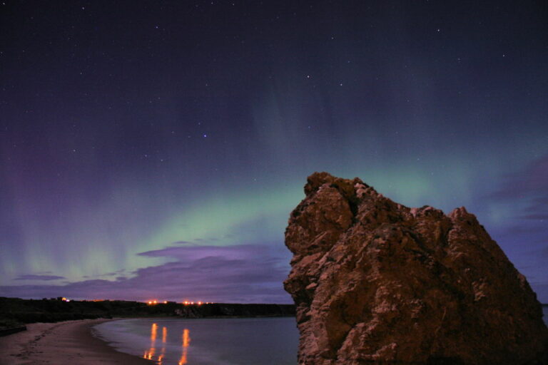 Cullen 3 Kings cliffs Aurora Borealis beach sea sky autumn