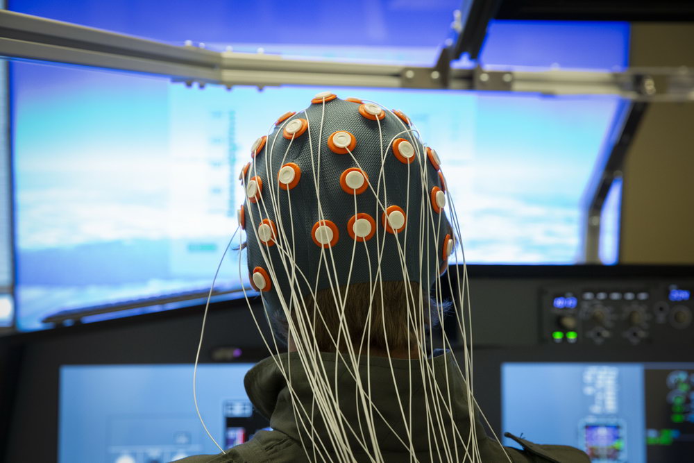 EEG cap in cockpit